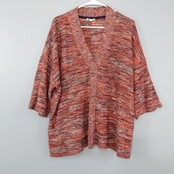 J. Jill Pure Jill Space Dyed Marled V-Neck Pullover Campari Sweater Multicolored - Picture 3 of 14